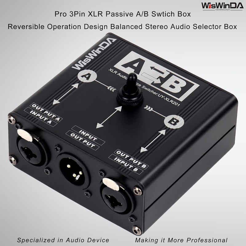 WisWinDa Pro XLR TS/TRS Passive A/B Switch Box Passive Full-Duplex Operation Design Balanced Stereo Audio Switcher No Loss Switching Aluminum Shell(XLR A/B Swtich Box (M-2F)) - Image 2
